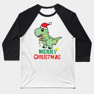 Dinosaur Christmas Baseball T-Shirt